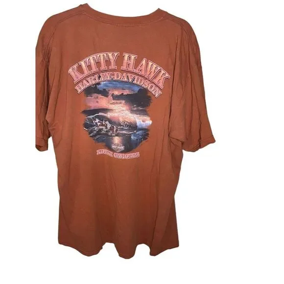 Harley-Davidson Men's XL Orange Graphic Print T-Shirt Kitty Hawk - Picture 3 of 4
